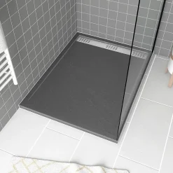 Receveur de douche extra-plat 90 x 120 cm, acrylique, gris, Galedo Pedra