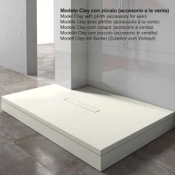 Receveur de douche extraplat blanc ivoire 80x140 cm Clay - POALGI