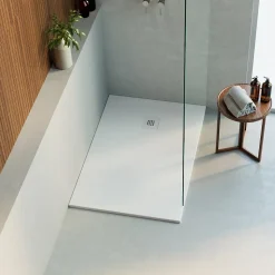 Receveur de Douche Extraplat 180x90cm Blanc - Résine Minérale - Antidérapant - Effet Ardoise - Bonde Incluse - LAVABERG