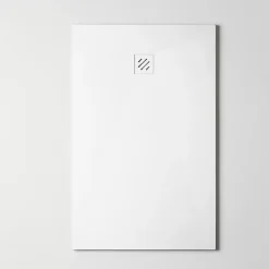 Receveur de Douche Extraplat 90X110cm Blanc - Résine Minérale - Antidérapant - Effet Pierre Naturelle - RÉSIGRÈS.