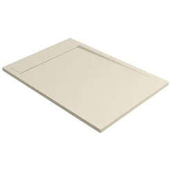 Receveur de Douche Extraplat 100x80cm Beige - Résine Minérale - Antidérapant - Effet Ardoise - Bonde Incluse - LAVABERG
