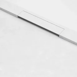 Receveur de Douche Extraplat 160x90cm Blanc - Résine Minérale - Antidérapant - Effet Ardoise - Bonde Incluse - LAVABERG