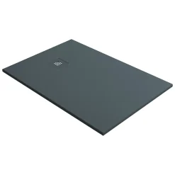 Receveur de Douche Extraplat 120x80cm Gris - Résine Minérale - Antidérapant - Effet Ardoise - Bonde Incluse - LAVABERG