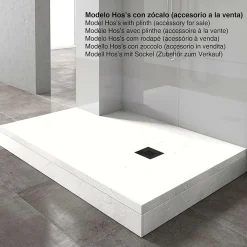 Receveur de douche extraplat blanc 75 x 110 cm grille noire Hos's - POALGI