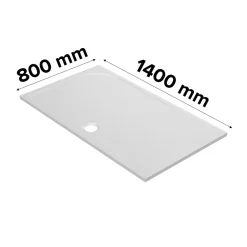 Receveur de douche extra-plat l.80 x L.140 cm blanc anti dérapant, GoodHome Limski