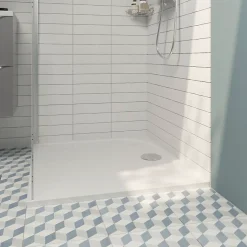 Receveur de douche extra-plat l.90 x L.140 cm blanc anti dérapant, GoodHome Limski