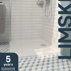 Receveur de douche extra-plat l.90 x L.140 cm blanc anti dérapant, GoodHome Limski