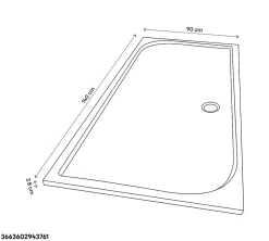 Receveur de douche extra-plat l.90 x L.140 cm blanc anti dérapant, GoodHome Limski