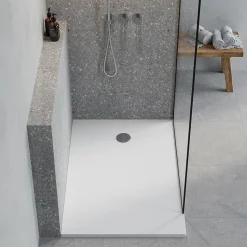 Receveur de douche extra-plat l.90 x L.140 cm blanc anti dérapant, GoodHome Leira