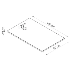 Receveur de douche extra-plat l.90 x L.140 cm blanc anti dérapant, GoodHome Leira