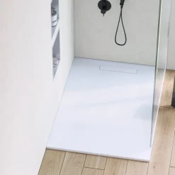 Receveur de Douche Extraplat 100X180cm Blanc - Résine Minérale - Antidérapant - Effet Pierre Naturelle - RÉSIGRÈS.