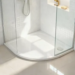 Receveur de douche extra-plat quart de cercle l.90 x L.90 cm blanc anti dérapant, GoodHome Limski