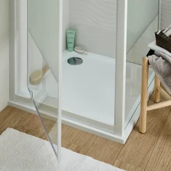 Receveur de douche extra-plat l.80 x L.80 cm blanc anti dérapant, GoodHome Limski