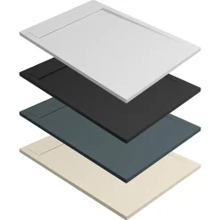 Receveur de Douche Extraplat 160x90cm Beige - Résine Minérale - Antidérapant - Effet Ardoise - Bonde Incluse - LAVABERG
