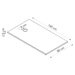 Receveur de douche extra-plat l.80 x L.140 cm blanc anti dérapant, GoodHome Leira