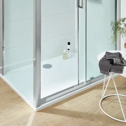 Receveur de douche extra-plat l.80 x L.120 cm blanc anti dérapant, GoodHome Limski