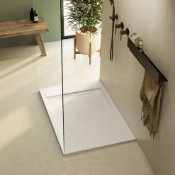 Receveur de Douche Extraplat 160x90cm Blanc - Résine Minérale - Antidérapant - Effet Ardoise - Bonde Incluse - LAVABERG
