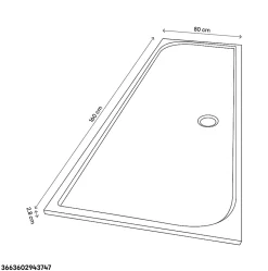 Receveur de douche extra-plat l.80 x L.160 cm blanc anti dérapant, GoodHome Limski