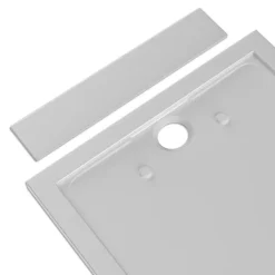 Receveur de douche fonte minérale, Blanc mat, 140x90x4.5cm, Bac à douche antidérapant, Pente écoulement, Sans bonde