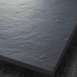 Receveur de douche gris 140 x 90 cm haute densité aspect ardoise - grille carrée excentrée