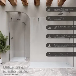 Receveur de douche HIEMAL 90 x 140 cm résine Blanc aspect ardoise + bonde incluse - Saniverre