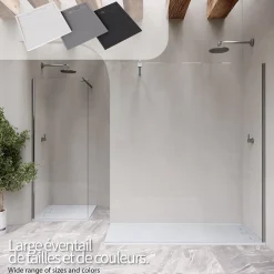 Receveur de douche HIEMAL 90 x 140 cm résine Blanc aspect ardoise + bonde incluse - Saniverre