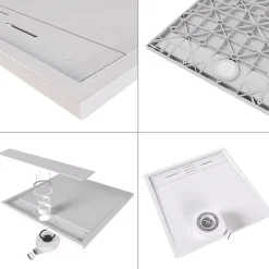 Receveur de douche HIEMAL 70 x 180 cm résine Blanc aspect ardoise + bonde incluse - Saniverre