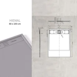 Receveur de douche HIEMAL 80 x 100 cm résine Gris aspect ardoise + bonde incluse - Saniverre