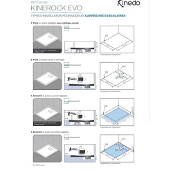 Receveur de douche Kinedo Kinerock Evo 180x100 sable, texture minérale avec grille assortie et bonde extra-plate