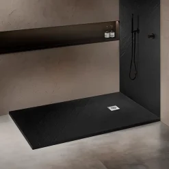 Receveur de douche pierre naturelle graphite noir 120x90 cm extra plat grille carrée