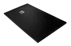 Receveur de douche pierre naturelle graphite noir 120x90 cm extra plat grille carrée