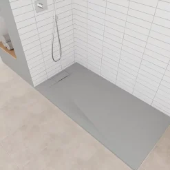 Receveur de douche POLAR gris extra-plat effet pierre 80 x 120 cm + bonde