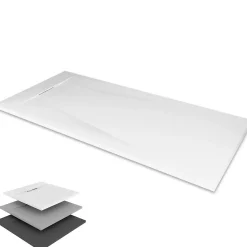 Receveur de douche POLAR gris extra-plat effet pierre 80 x 120 cm + bonde