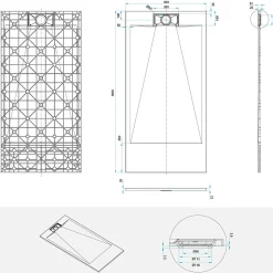 Receveur de douche POLAR blanc extra-plat effet pierre 90 x 180 cm + bonde