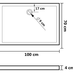 Receveur de douche rectangulaire ABS Noir 70x100 cm vidaXL