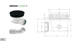 Receveur de Douche Rectangle - 90 x 100 x 11,5 cm - Noir Effet Pierre - avec Siphon OFFERT - MOON STONE