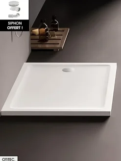 Receveur de Douche Rectangle - 80 x 90 x 4,5 cm - Blanc - avec Siphon OFFERT - MOON