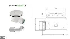 Receveur de Douche Rectangle - 80 x 90 x 4,5 cm - Blanc - avec Siphon OFFERT - MOON