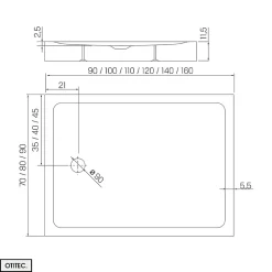 Receveur de Douche Rectangle - 90 x 140 x 11,5 cm - Blanc - avec Siphon OFFERT - MOON