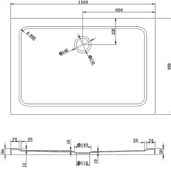 Receveur de douche SANA + bonde 90 x 120 cm blanc - Saniverre