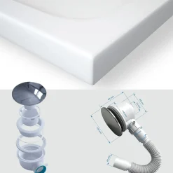 Receveur de douche SHIMMER 80 x 80 cm acrylique Blanc + bonde et siphon inclus - Saniverre