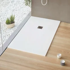 Receveur de douche ultra-léger LOGIC - 100 x 70 cm - Blanc - Résistant et Facile à installer - Salle de bain - Douche