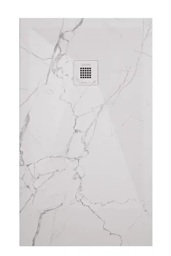Receveur de douche 90x160 cm extra plat, résine et minéral, marbre blanc, Ayor Bathroom Nola