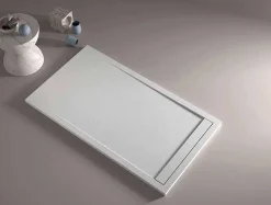 Receveur de douche 80x170 cm extra plat CLEVER en resine surface ardoisee blanc