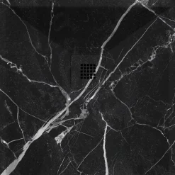 Receveur de douche 80x170 cm extra plat DEKOR en resine finition marbre noir