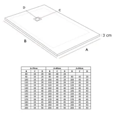 Receveur de douche 80x170 cm extra plat DEKOR en resine finition marbre noir