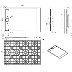 Receveur Résine 120 x 80 Façon Ardoise Blanc Essebagno