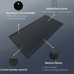 Receveur Résine 120 x 80 Façon Ardoise Noir Essebagno