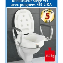 Rehausseur avec poignées pour abattant WC Secura - Plastique