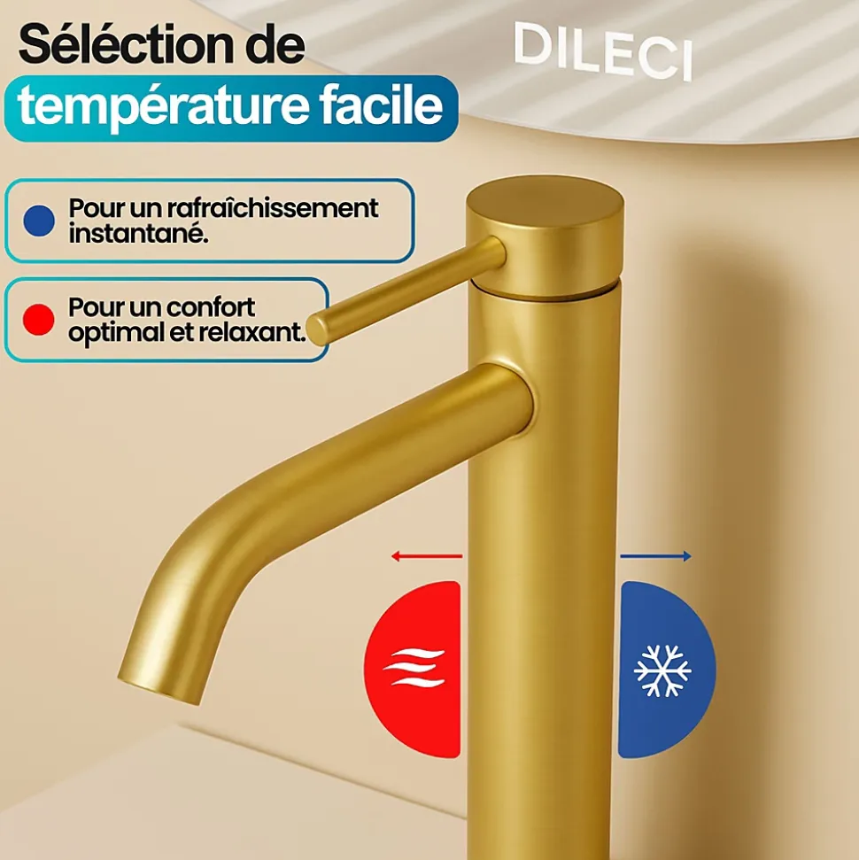 Robinet à bec court - Coloris Or - DILECI